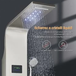 Shower Panel Tower System Brushed Nickel Stainless Steel LED Rainfall Waterfall Shower 6 Functions With Massage Nozzle Rainfall Hand Shower Bathroom Wall Mounted Shower Panel -Comfort Bathroom Store 99338336 5