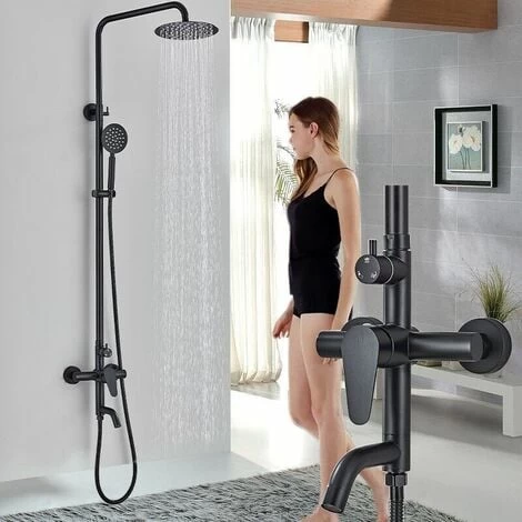 Shower System Black Shower Mixer Taps Shower Set 3-Function With Rainfall Shower Handheld Bath Tub 3 Shower System Black Shower Mixer Taps Shower Set 3-Function With Rainfall Shower Handheld Bath Tub