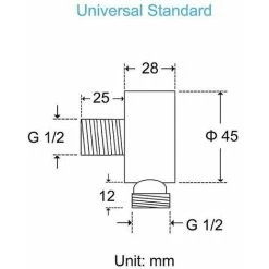 Rose-Shower Socket Shower Hose Fitting Round Wall Connection Elbow (black) -Comfort Bathroom Store 99510033 2