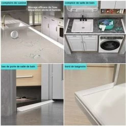 Moon-2m White Silicone Shower Barrier And Retention System,Anti Overflow Shower Threshold Self Adhesive Rubber Water Dam,Waterproof Door Seal For Bathroom Floor -Comfort Bathroom Store 99513867 4