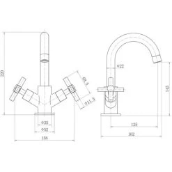 Bathroom Mono Basin Mixer Tap Waste Modern Cross Head Handle -Comfort Bathroom Store 9976297 5